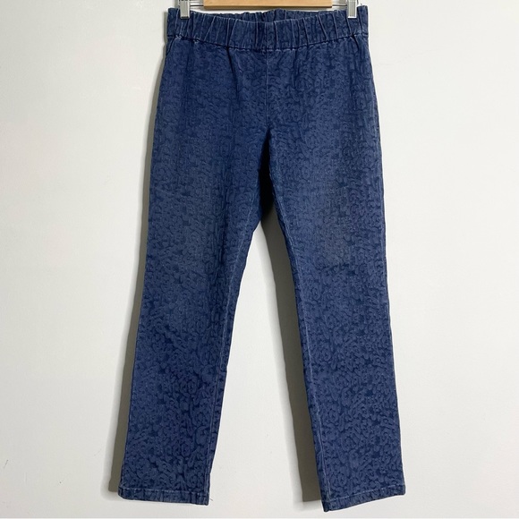 SOFT SURROUNDINGS Leopard Print Denim Elastic Waist Pants - Picture 1 of 5
